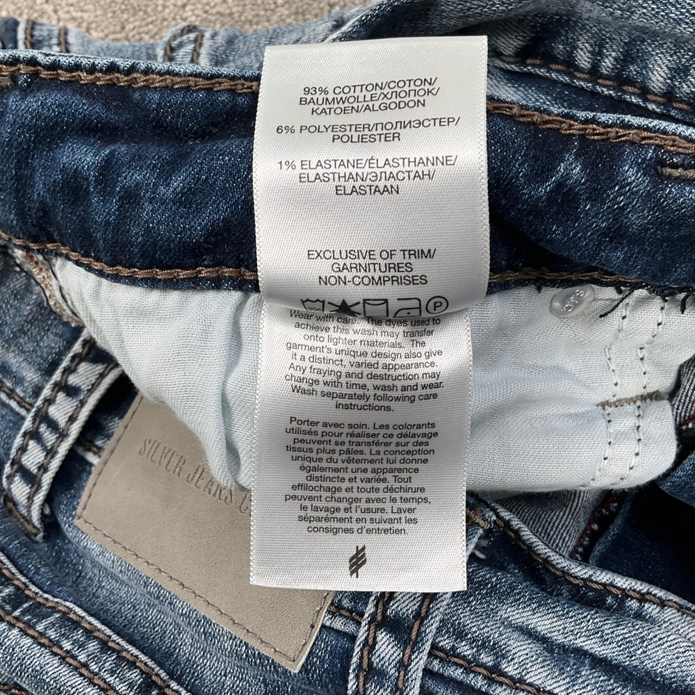 Silver Jeans Men 32W 32L Faded Blue Gordie‎ Straight Leg Western Stretch Denim - Picture 5 of 13